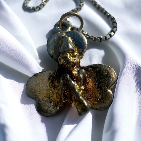 Antique Jewelry - 🍀Antique 925 Silver Leprechaun Clover Necklace🍀
